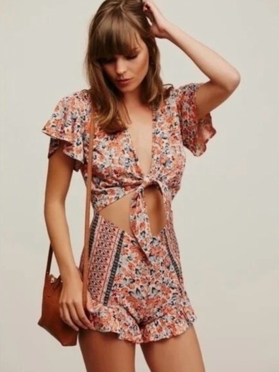 Free People Pants - Free People Surf Date Sexy Floral Romper Festival One Piece Size Small